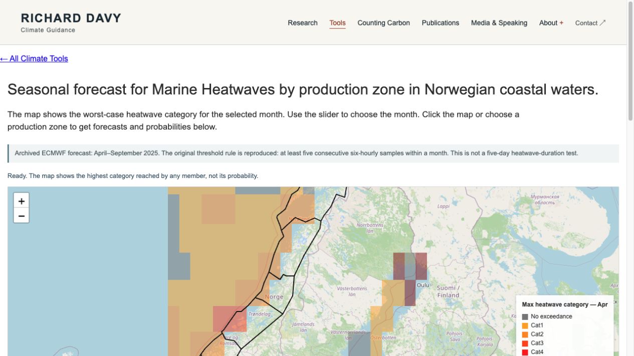 Marine heatwaves interface screenshot