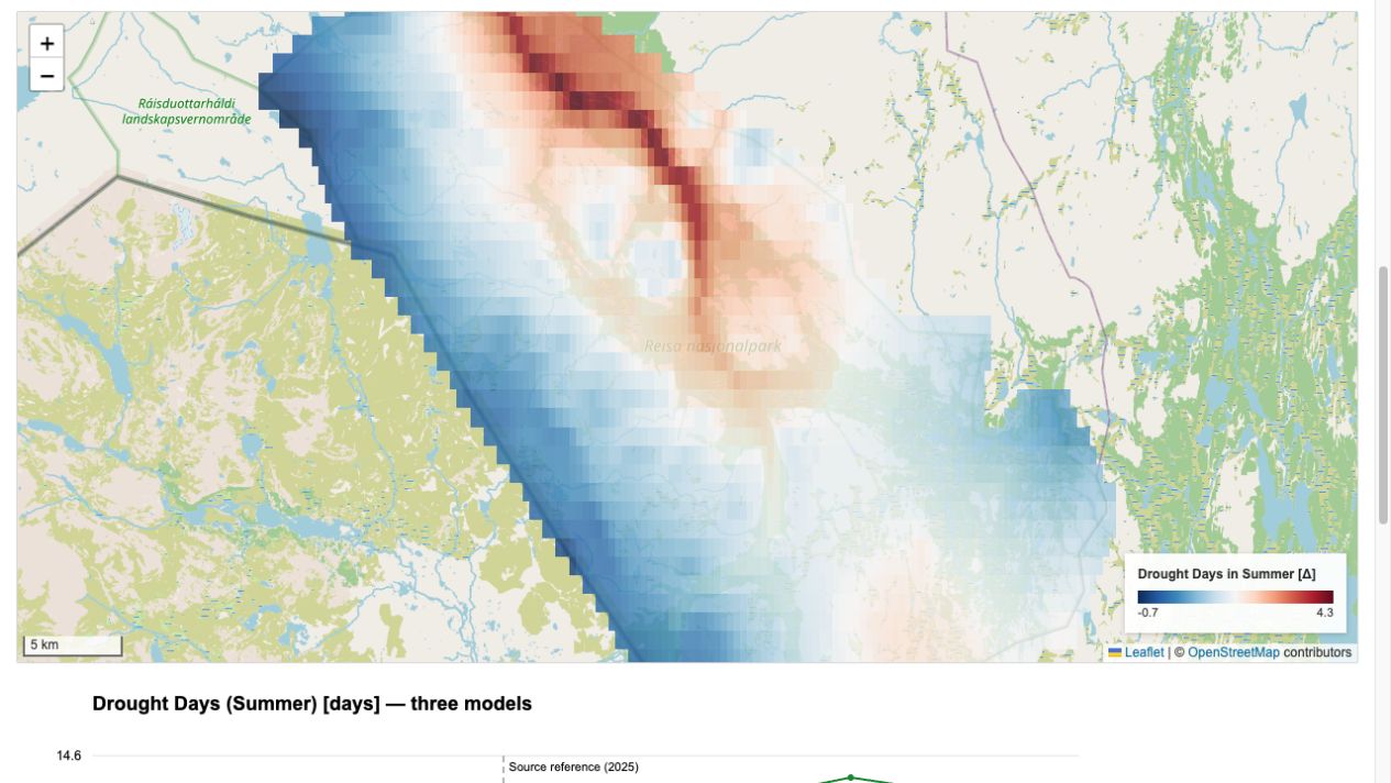 Screenshot of the Reisa National Park climate explorer