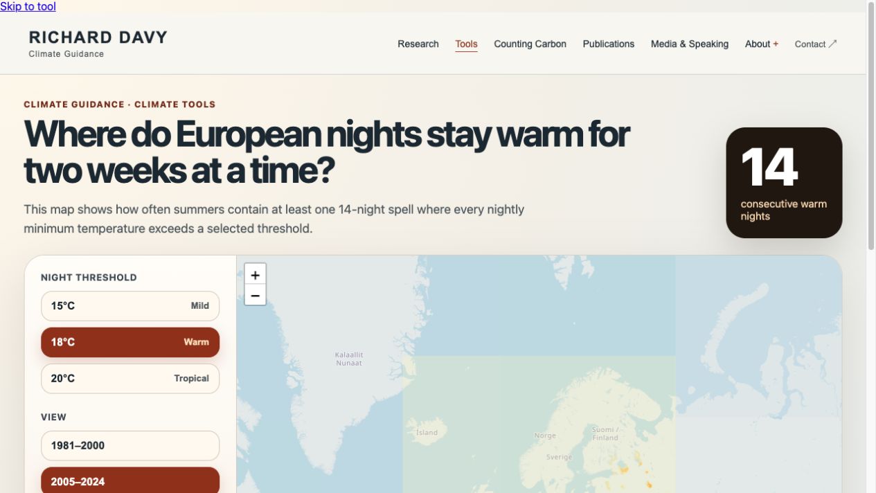 Two Weeks of Warm Nights interface screenshot